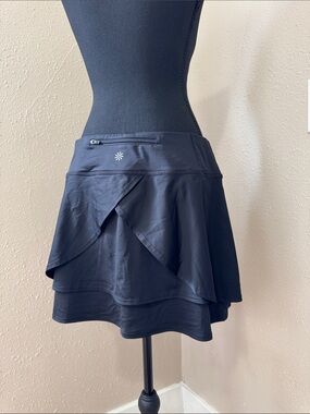 Athleta Black Layered Ruffle Skort with Zip Pocket